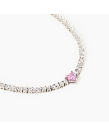 Collar mujer plata 925 corazón rosa 553453
