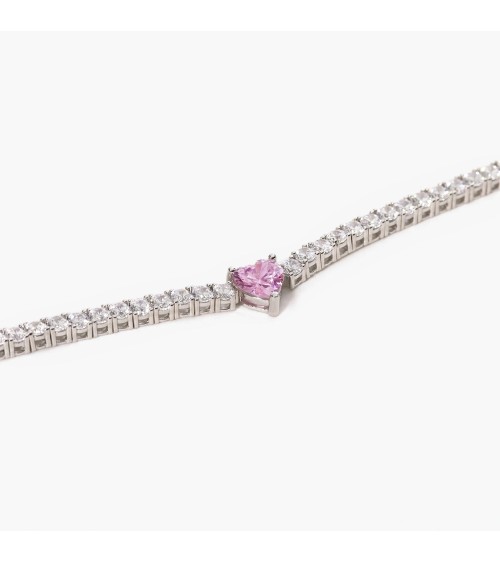 Collar mujer plata 925 corazón rosa 553453