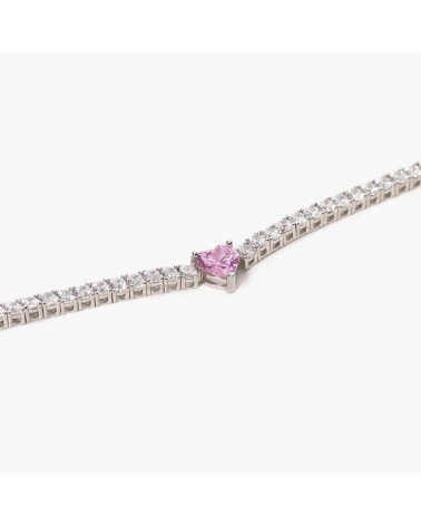Collar mujer plata 925 corazón rosa 553453