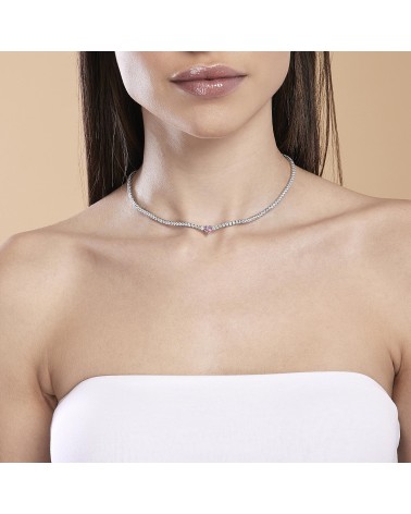 Collar mujer plata 925 corazón rosa 553453