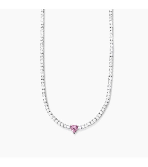 Collar mujer plata 925 corazón rosa 553453