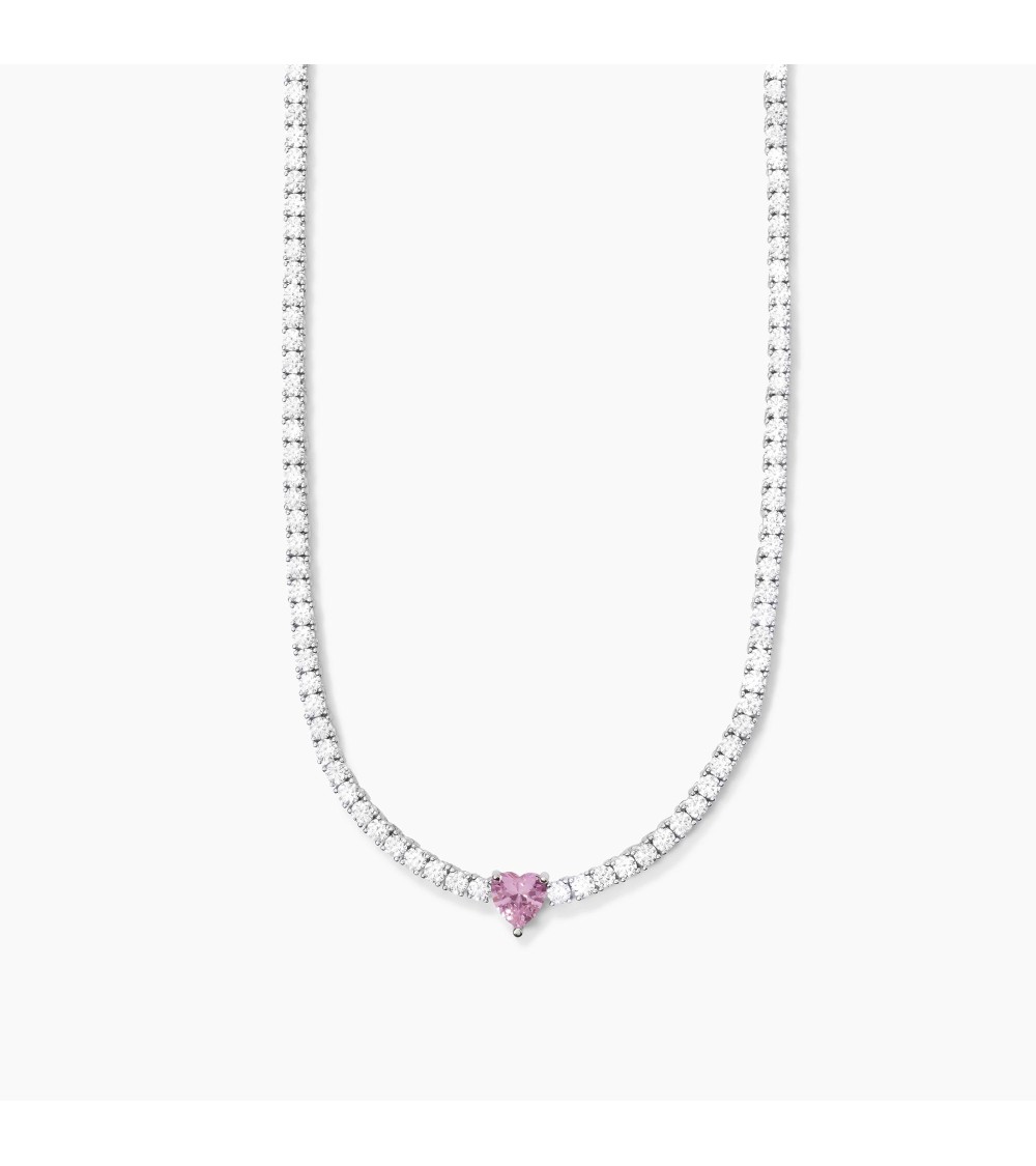 Collar mujer plata 925 corazón rosa 553453
