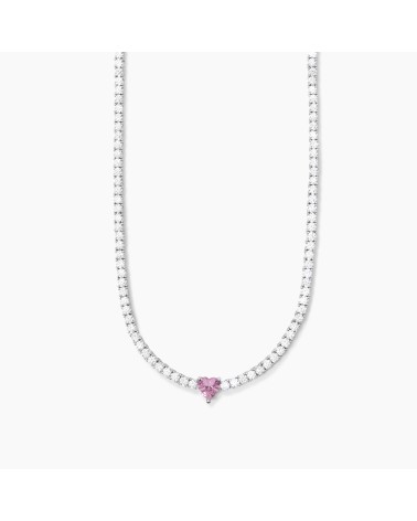 Collar mujer plata 925 corazón rosa 553453
