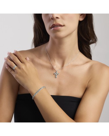 Anillo plata 925 esmeralda sintética Mabina 523369