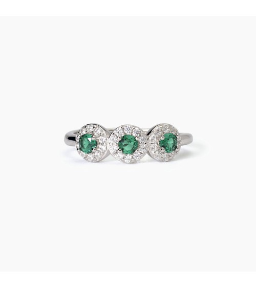 Anillo plata 925 esmeralda sintética Mabina 523369