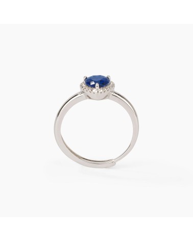 Anillo de plata corazón zafiro sintético 523194