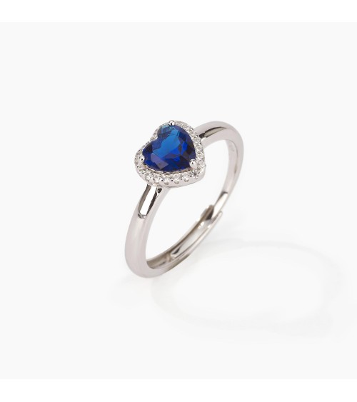 Anillo de plata corazón zafiro sintético 523194