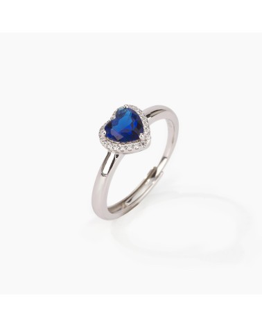 Anillo de plata corazón zafiro sintético 523194