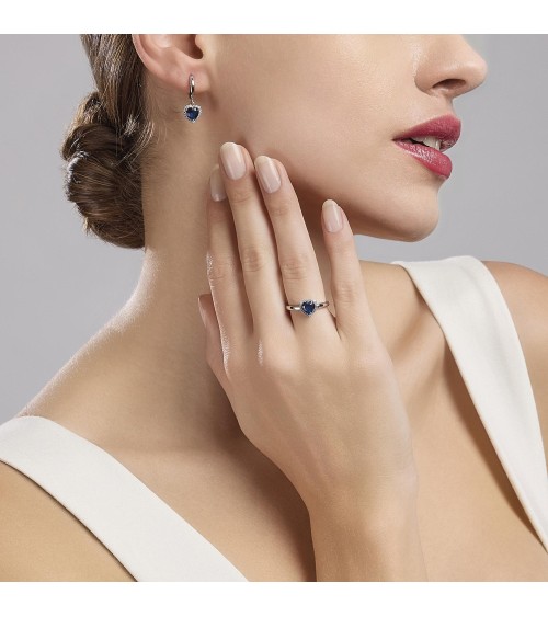 Anillo de plata corazón zafiro sintético 523194