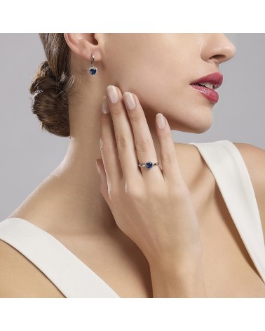 Anillo de plata corazón zafiro sintético 523194