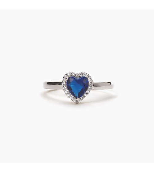 Anillo de plata corazón zafiro sintético 523194