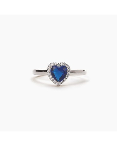 Anillo de plata corazón zafiro sintético 523194