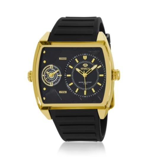 Reloj Marea cuadrado dorado pulsera negra B54285/4