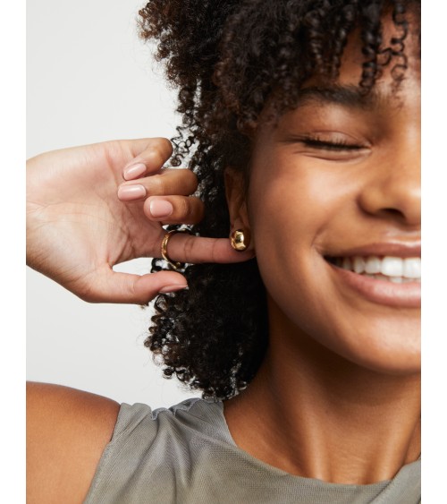 Pendientes Bola Uno de 50 PEN0996ORO Baño Oro 18K