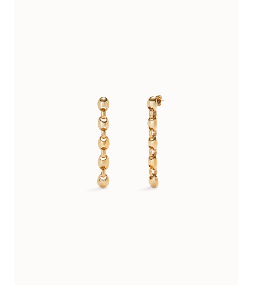 Pendientes Largos Uno de 50 PEN0991ORO Eslabones Bola Baño Oro 18K
