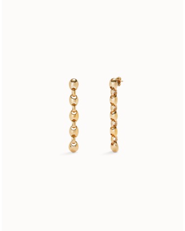 Pendientes Largos Uno de 50 PEN0991ORO Eslabones Bola Baño Oro 18K