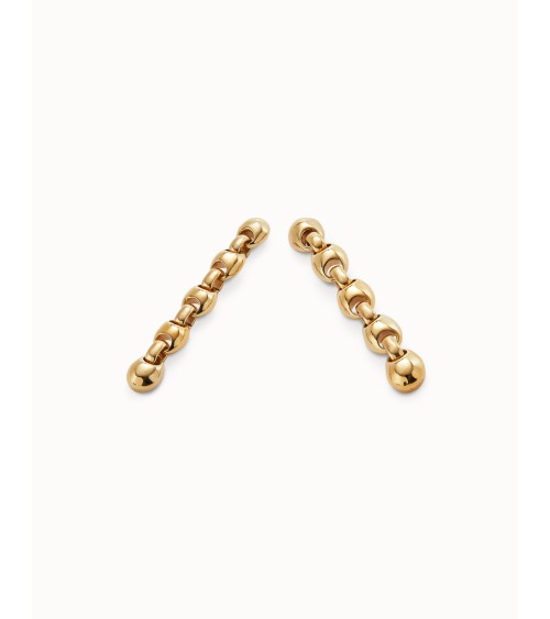 Pendientes Largos Uno de 50 PEN0991ORO Eslabones Bola Baño Oro 18K