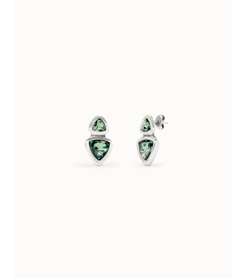 Pendientes Uno de 50 PEN0982 Plata y Cristales Verdes