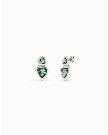 Pendientes Uno de 50 PEN0982 Plata y Cristales Verdes