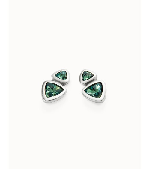 Pendientes Uno de 50 PEN0982 Plata y Cristales Verdes
