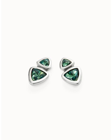 Pendientes Uno de 50 PEN0982 Plata y Cristales Verdes