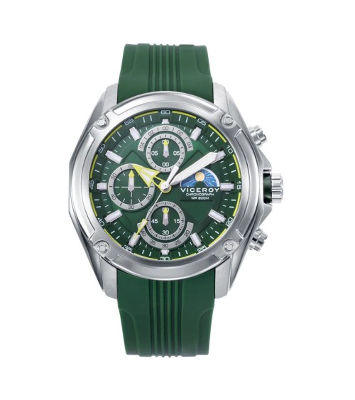 Reloj Viceroy de Hombre Cronógrafo de Acero y Silicona Verde