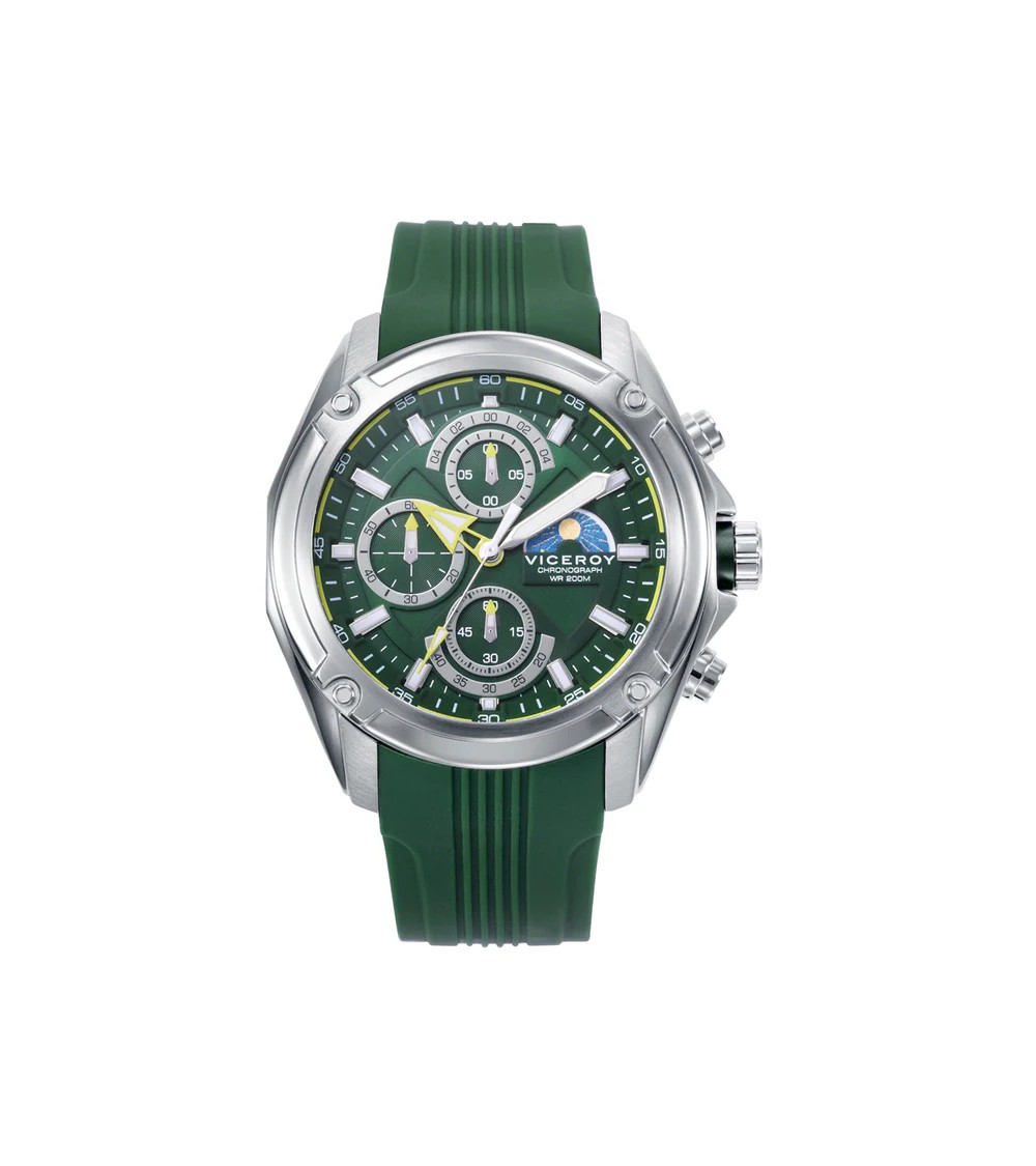 Reloj Viceroy de Hombre Cronógrafo de Acero y Silicona Verde