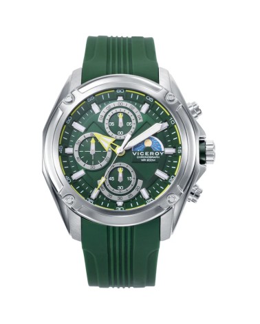 Reloj Viceroy de Hombre Cronógrafo de Acero y Silicona Verde