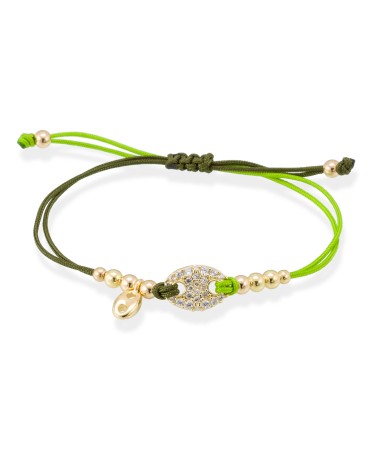 Pulsera Calabrote de Circonitas sobre Cordón Verde