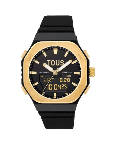 TOUS Reloj Bet de Acero Dorado y Nylon Negro 3000143000