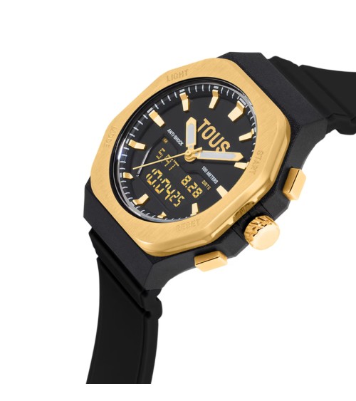 TOUS Reloj Bet de Acero Dorado y Nylon Negro 3000143000
