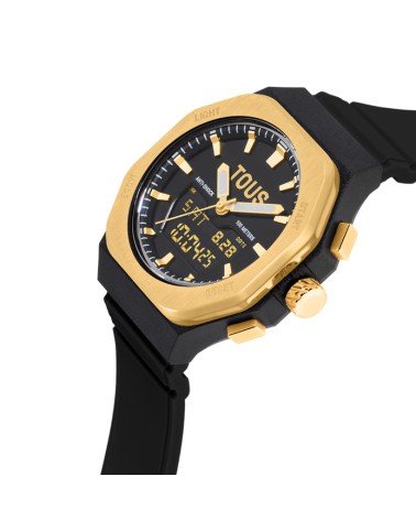 TOUS Reloj Bet de Acero Dorado y Nylon Negro 3000143000