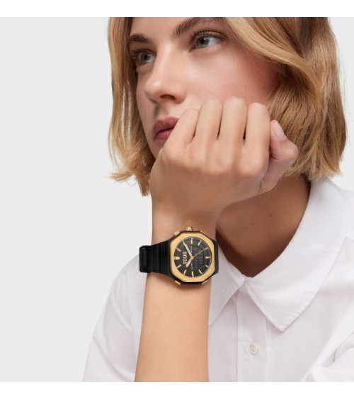 TOUS Reloj Bet de Acero Dorado y Nylon Negro 3000143000