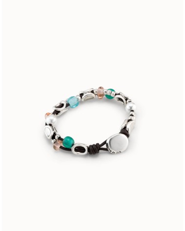 Pulsera UNOde50 PUL2343 Grateful — Cuero, Cristales Multicolor & Plata de Ley | Joyería Onix Lugo