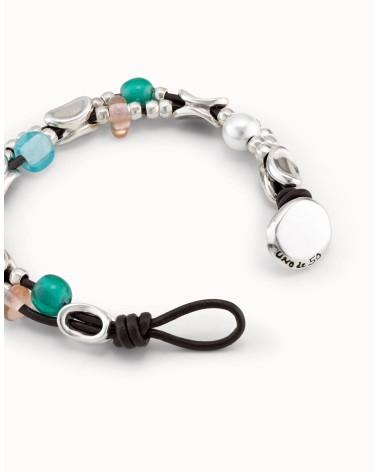 Pulsera UNOde50 PUL2343 Grateful — Cuero, Cristales Multicolor & Plata de Ley | Joyería Onix Lugo