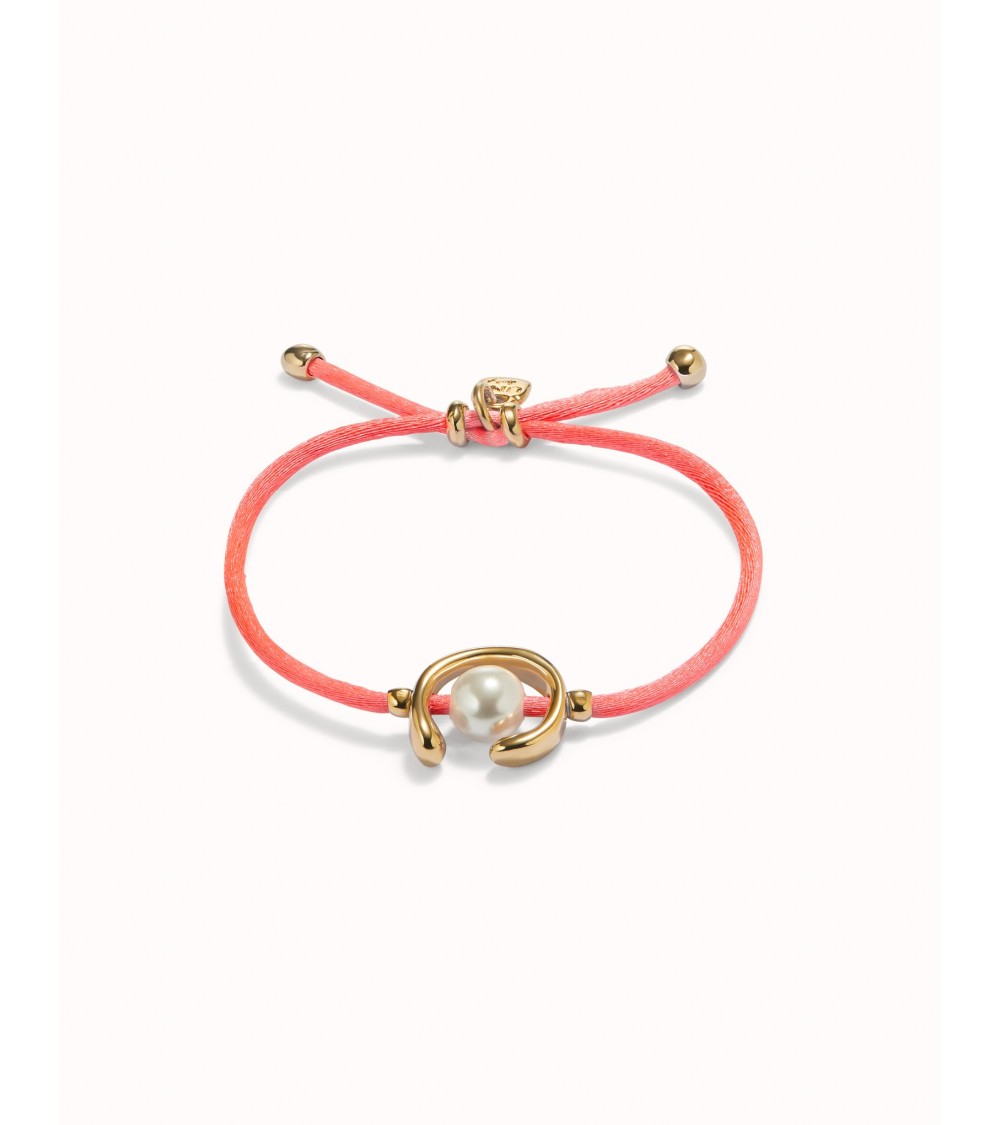 Pulsera fucsia con perla shell bañada en oro 18k | UNOde50