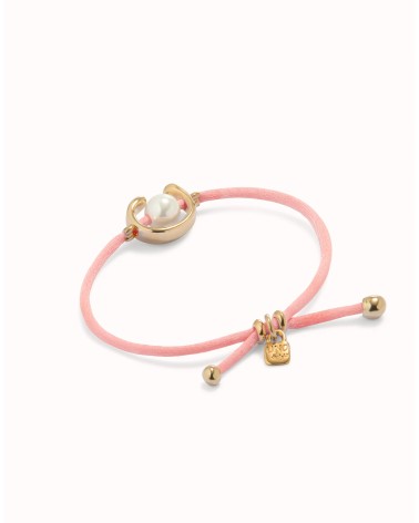 Pulsera fucsia con perla shell bañada en oro 18k | UNOde50