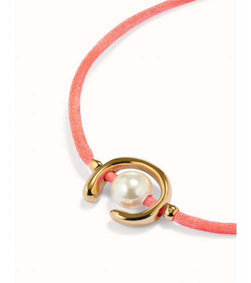 Pulsera fucsia con perla shell bañada en oro 18k | UNOde50