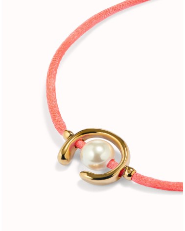 Pulsera fucsia con perla shell bañada en oro 18k | UNOde50