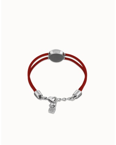 Pulsera doble de cuero rojo con ojo en plata de ley PUL2601ROJ