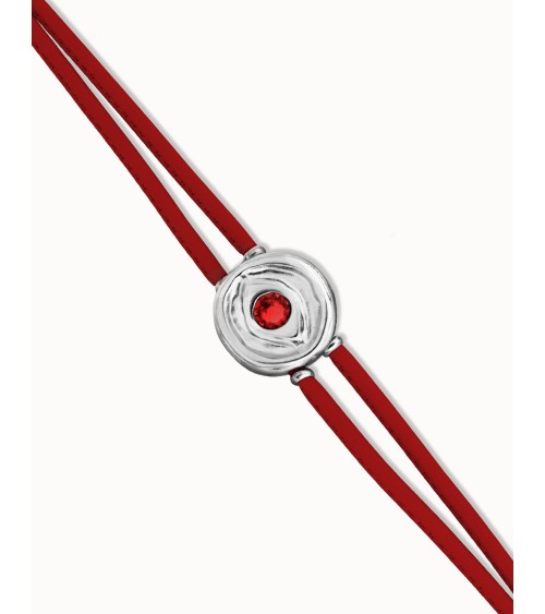 Pulsera doble de cuero rojo con ojo en plata de ley PUL2601ROJ