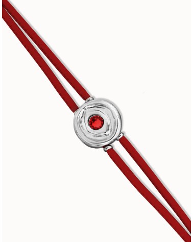 Pulsera doble de cuero rojo con ojo en plata de ley PUL2601ROJ