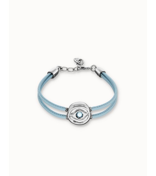 Pulsera doble celeste con ojo en plata de ley