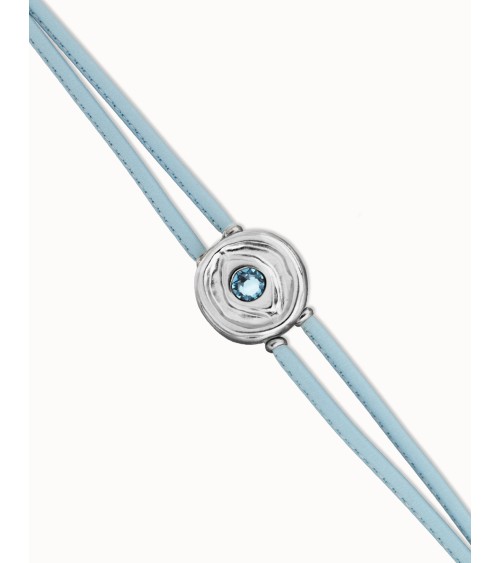 Pulsera doble celeste con ojo en plata de ley