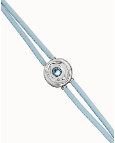 Pulsera doble celeste con ojo en plata de ley