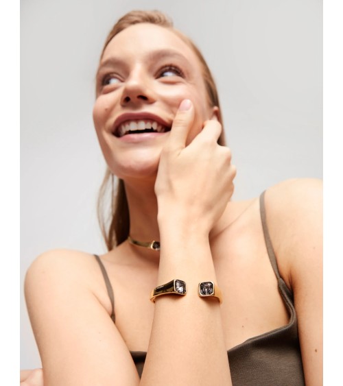 Pulsera UNOde50 PUL2485NGRORO bañada en oro con cristal negro