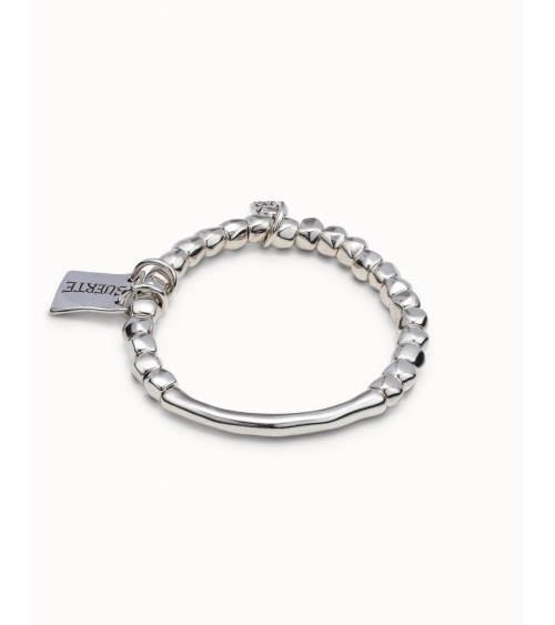 Pulsera UNOde50 PUL1210 “Sortuda” en plata – cuentas, tubo y chapa con mensaje