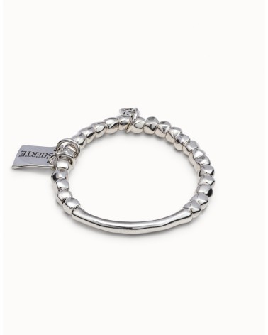 Pulsera UNOde50 PUL1210 “Sortuda” en plata – cuentas, tubo y chapa con mensaje