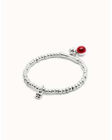 Pulsera UNOde50 PUL2533 bañada en plata con cristales de Murano rojo