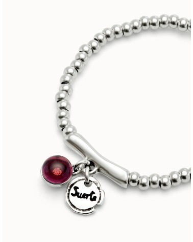 Pulsera UNOde50 PUL2533 bañada en plata con cristales de Murano rojo
